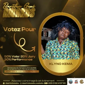Klyno Kema — candidat de la 1re édition des Barutem Goni Awards (2025).